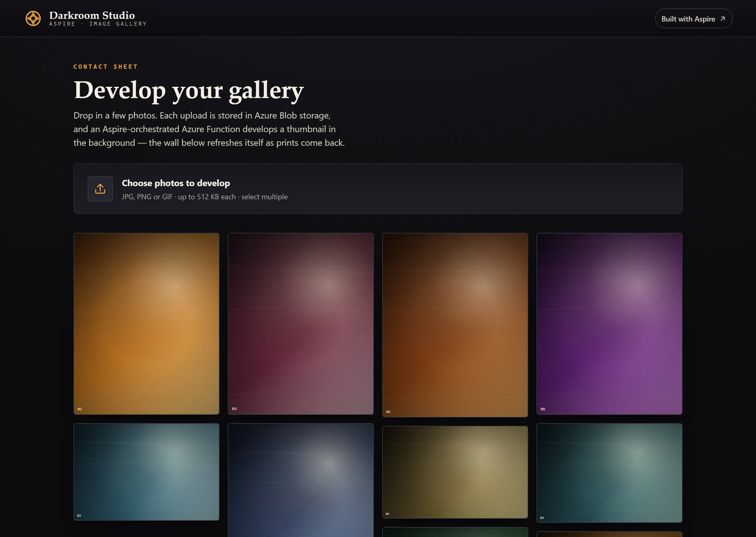 Screenshot of the Image Gallery sample