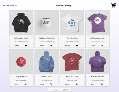 Screenshot of the Aspire Shop sample