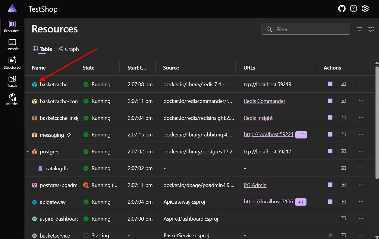 Screenshot of dashboard resource's page showing the new resource icons.