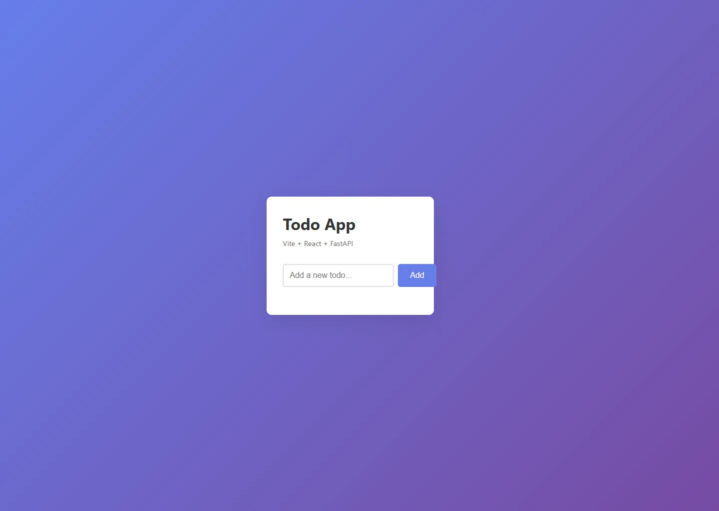 Screenshot of the Vite React + FastAPI sample