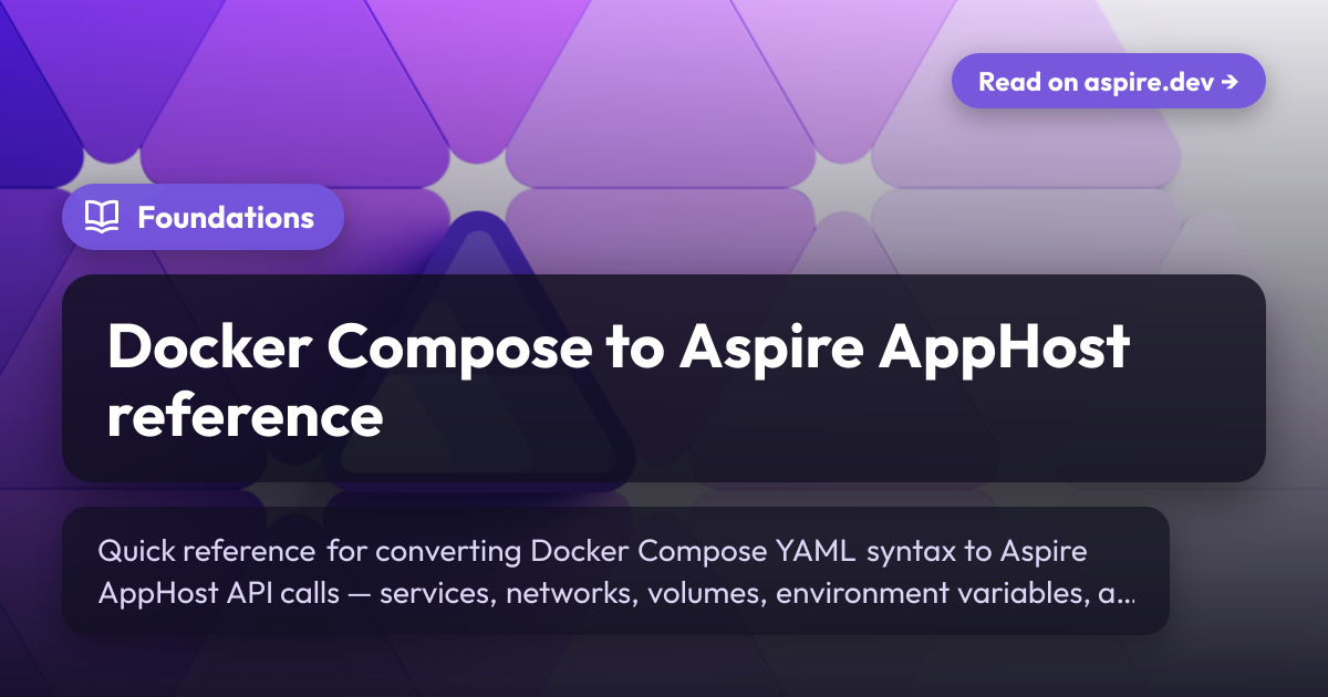Docker Compose to Aspire AppHost reference | Aspire