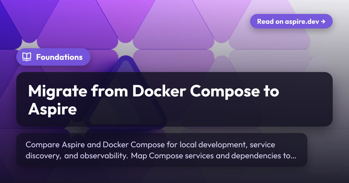 Migrate from Docker Compose to Aspire | Aspire