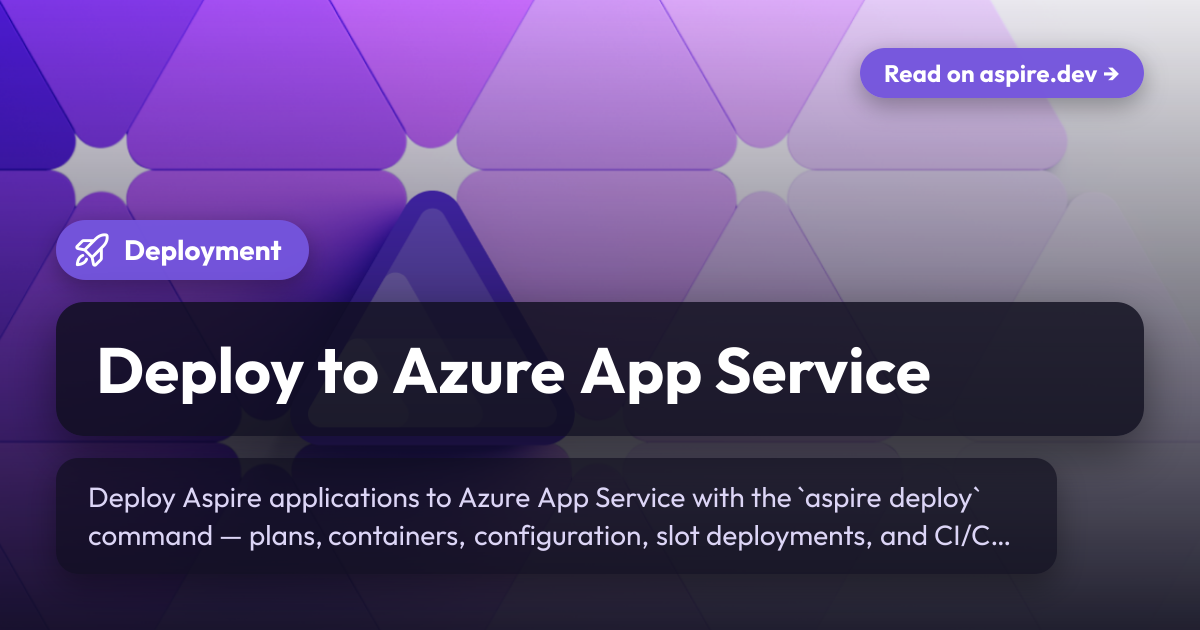 Deploy to Azure App Service | Aspire