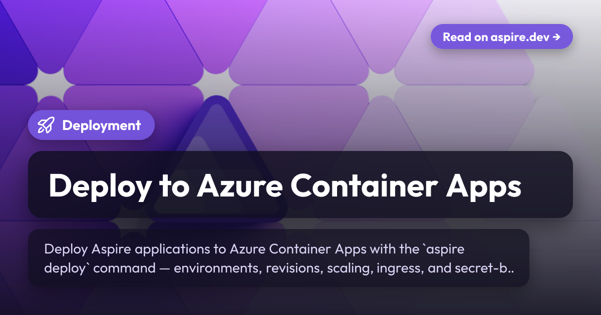 Deploy to Azure Container Apps | Aspire