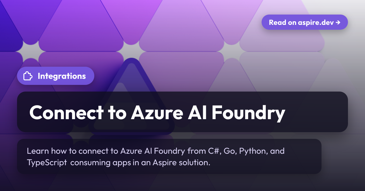 Connect to Azure AI Foundry | Aspire