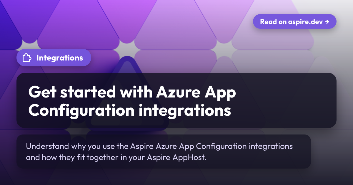Get started with Azure App Configuration integrations | Aspire