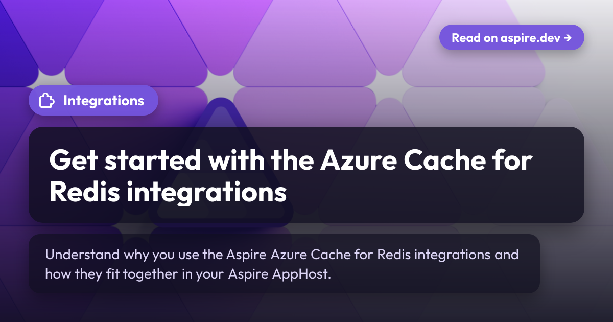 Get started with the Azure Cache for Redis integrations | Aspire