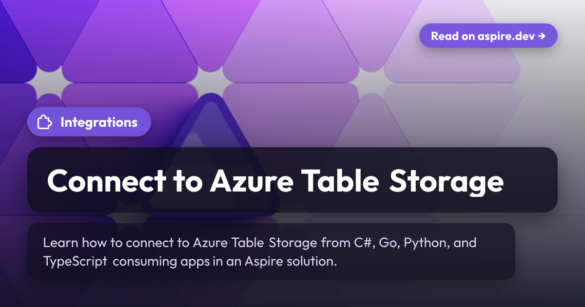 Connect to Azure Table Storage | Aspire