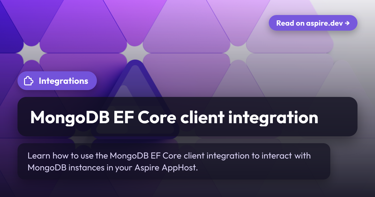 MongoDB EF Core client integration | Aspire