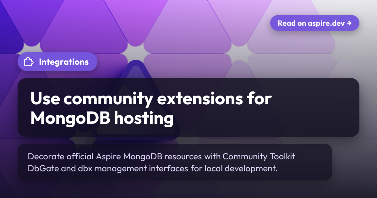 Use community extensions for MongoDB hosting | Aspire