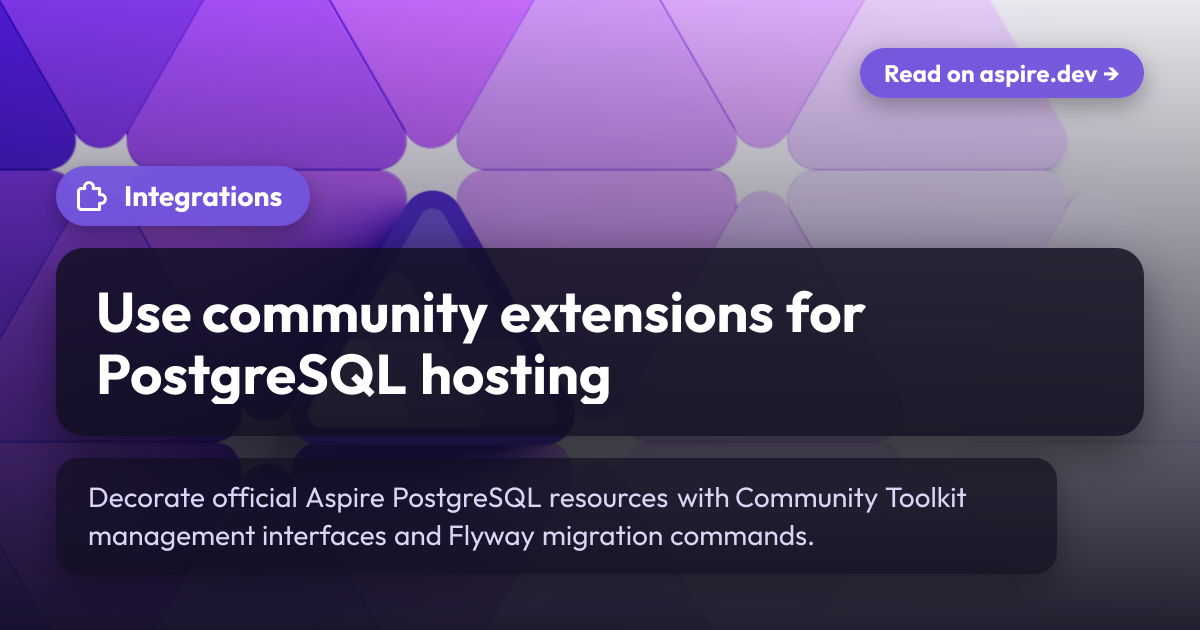 Use community extensions for PostgreSQL hosting | Aspire