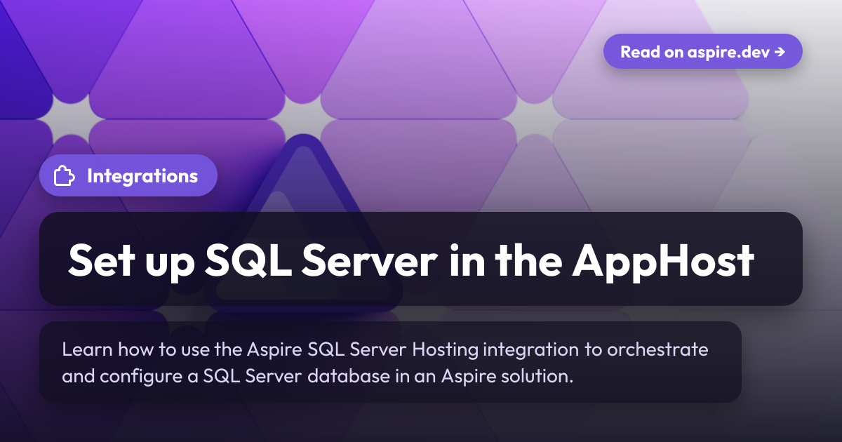 Set up SQL Server in the AppHost | Aspire