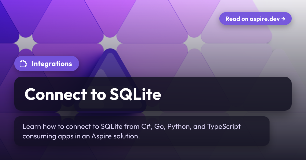 Connect to SQLite | Aspire