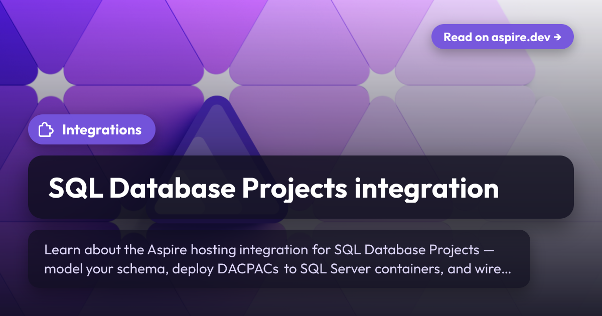 SQL Database Projects integration | Aspire