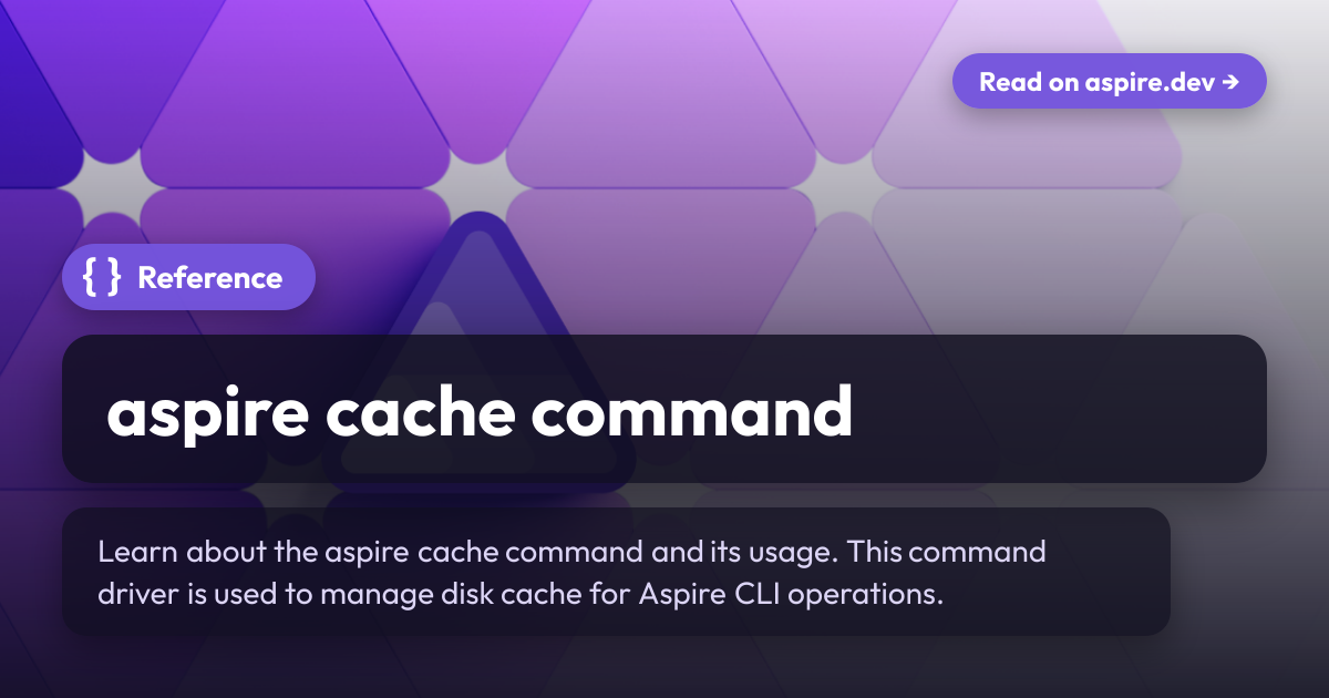 aspire cache command | Aspire