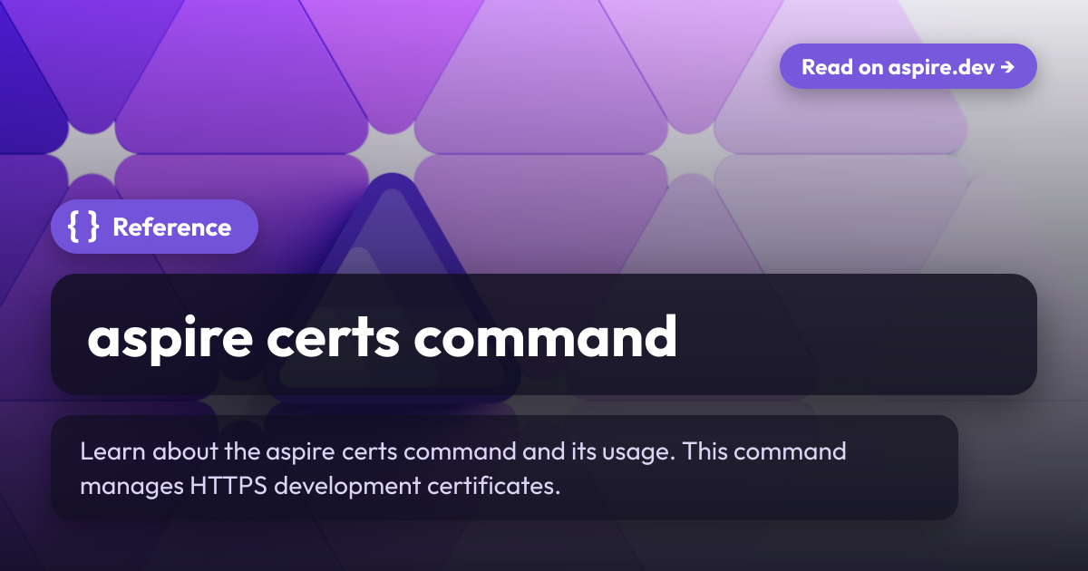 aspire certs command | Aspire