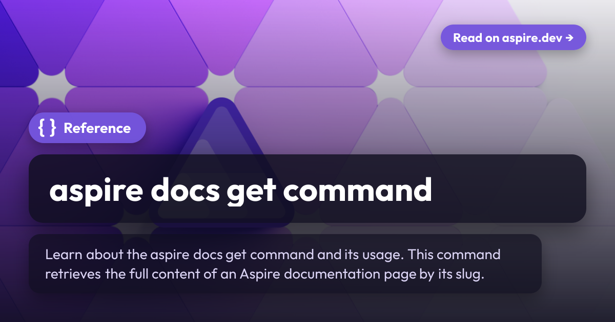 aspire docs get command | Aspire