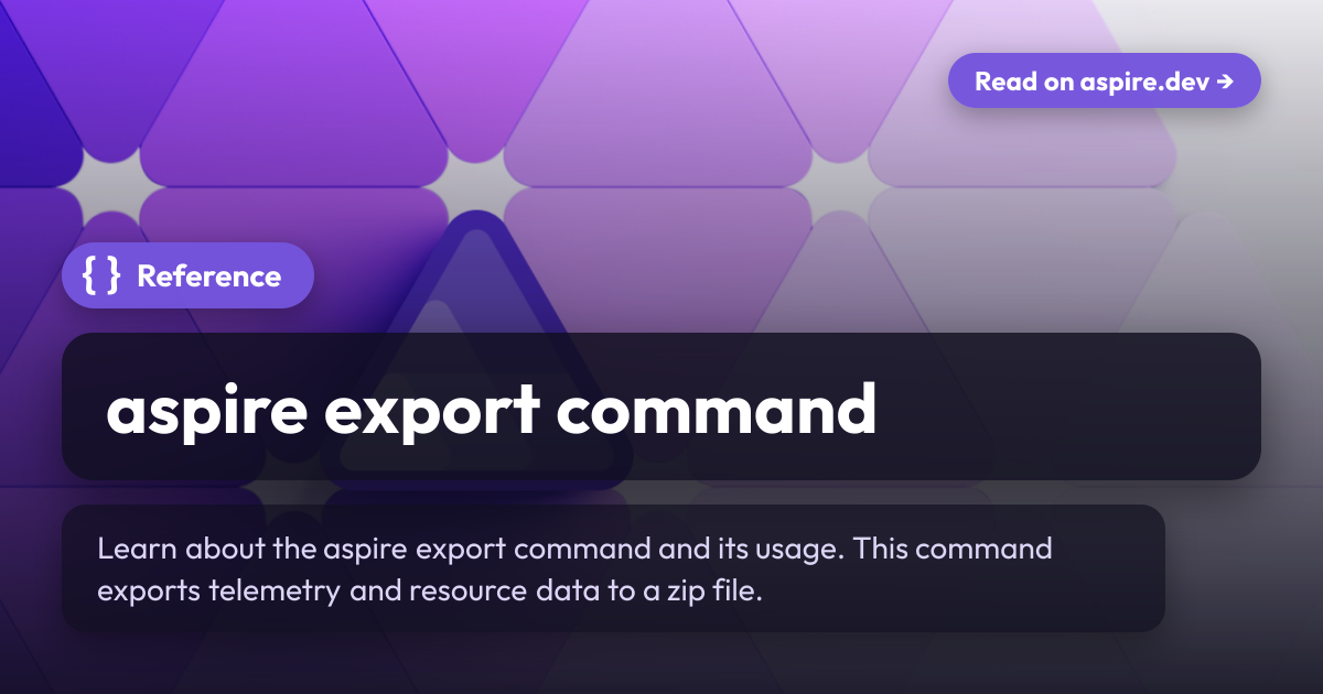 aspire export command | Aspire