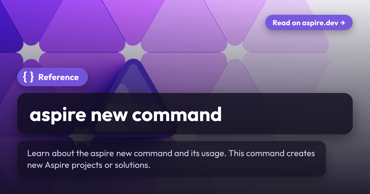 aspire new command | Aspire