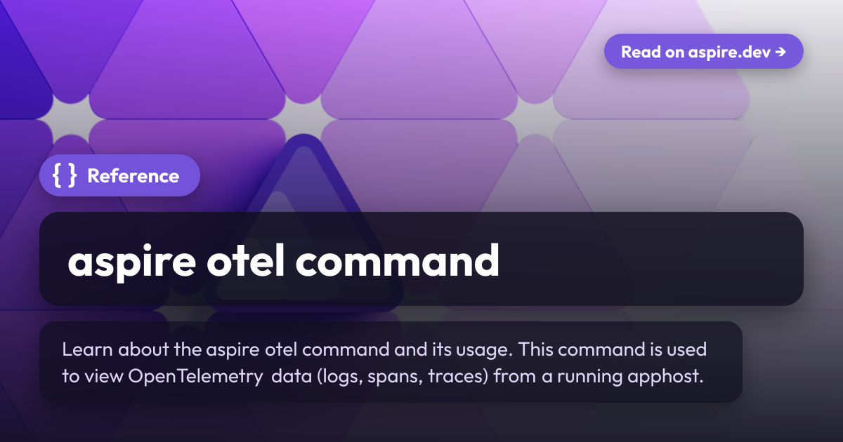 aspire otel command | Aspire