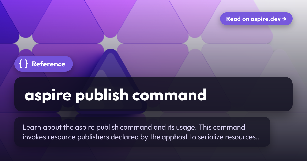 aspire publish command | Aspire