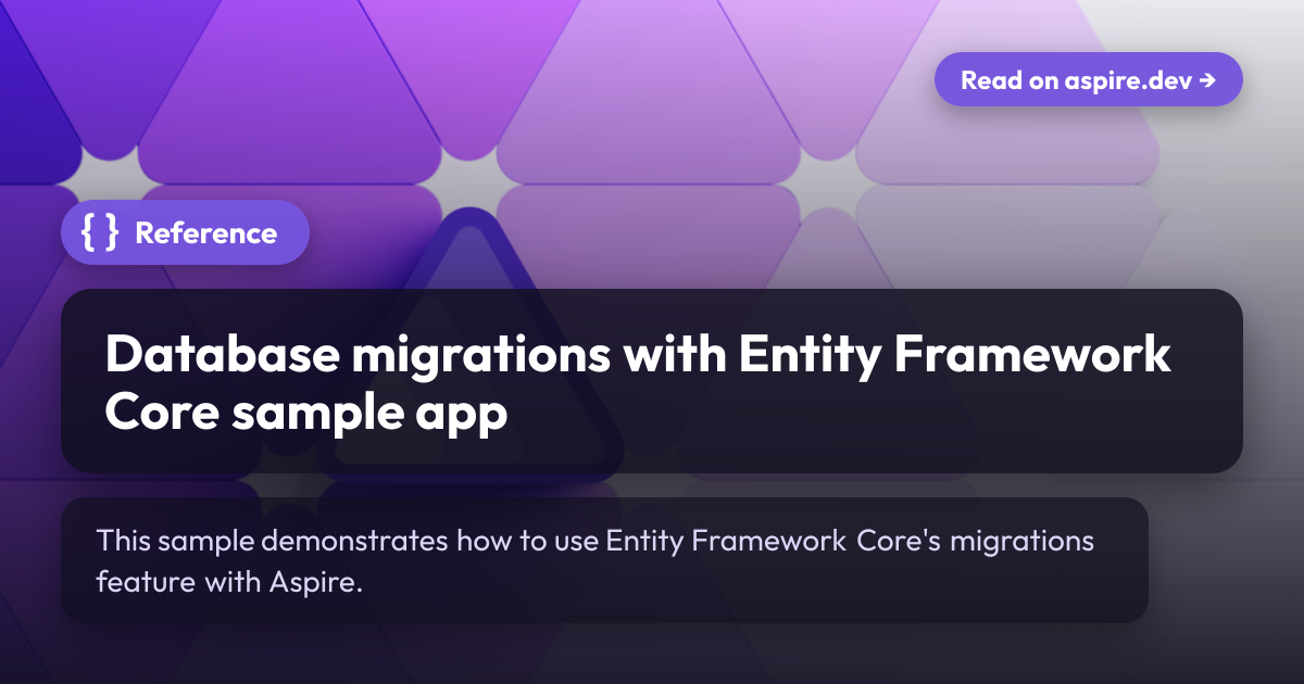 Database migrations with Entity Framework Core sample app | Aspire